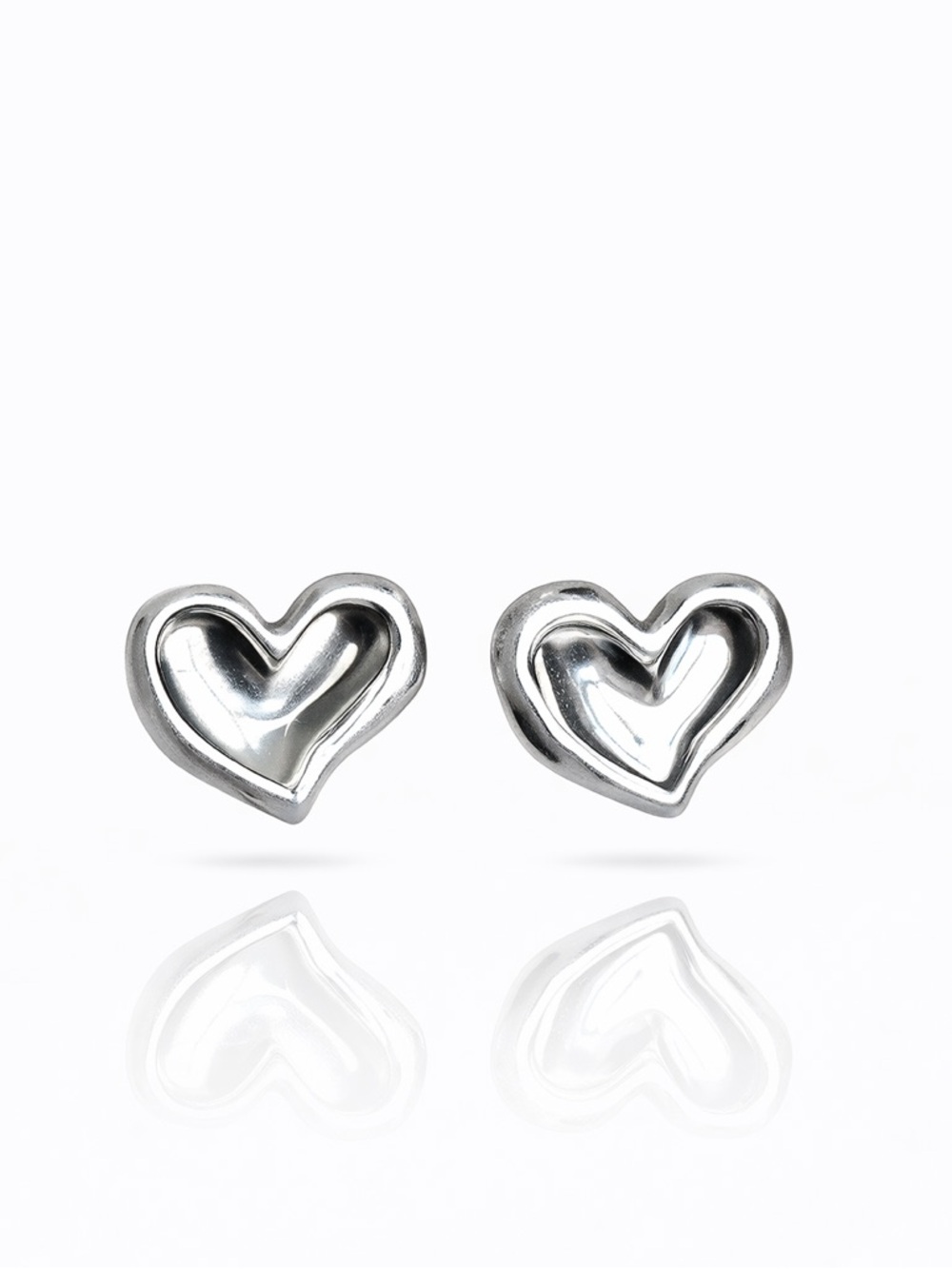 Silver Heart Stud Earrings